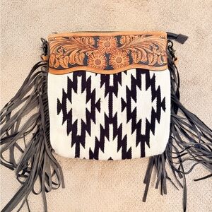 American Darling Vintage Western Bohemian leather Fringe Shoulder Bag